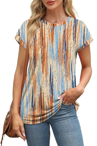 Image of Alaroo Womens Summer Tops Short Sleeve Shirts Crew Neck Tshirt Cute Trendy Tunic Blouses (S-3XL)