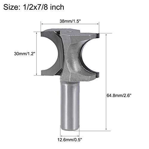 Uxcell Router Bit 1/2 Shank 7/8 Inch Dia Half Round End Mill, 2 Flute Bull Nose Grooving Carbide For Woodworking Engraving Edge Trimmer #TOP1