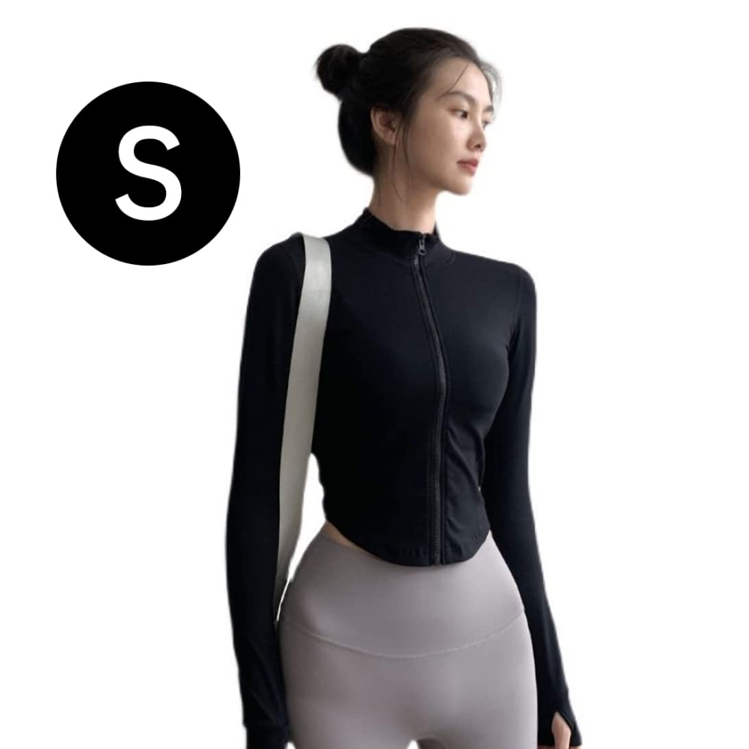 Veste pour Femmes Veste de Yoga Light Wear Longues Top Femme Veste Sport Femme Full Zip Running Track Jacket with Chôles de Pouce pour Yoga Fitness Entraîne