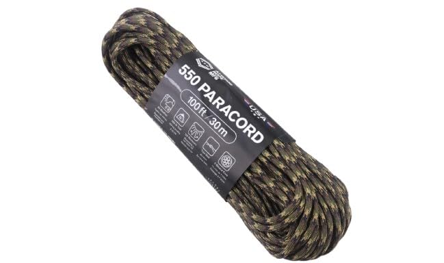 Atwood Rope MFG 550 Paracord 100 Feet 7-Strand Core Nylon Parachute Cord Outside Survival Gear Made in USA | Lanyards, Bracelets, Handle Wraps, Keychain (Ground War)