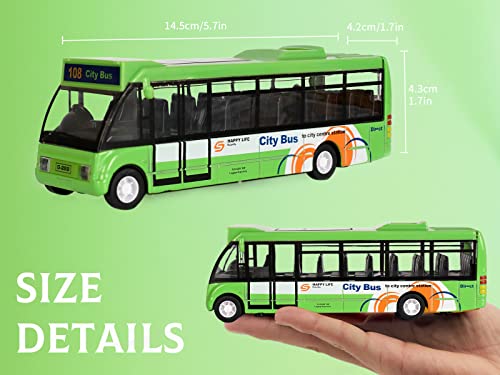 Crelloci City Bus Toy For Kids, Die Cast City Stagecoach Buses Pull Back Play Vehicle With Sound And Light Up Metal Cars Model For Boys Girls Age 3+ Years Old #TOP4