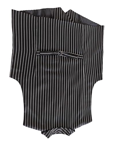 GATMSTZ Men Formal Double Breasted Pinstripe Groom Vest Slim Business Waistcoats(Black,XXXL)3