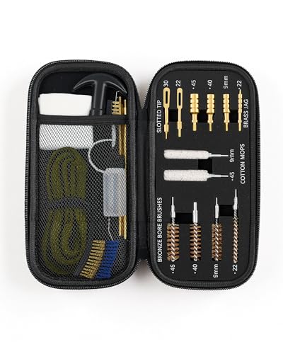 PINTY Gun Cleaning Kit, 71 Piece Handgun Cleaning Kit with Cleaning Brushes Storage Bag, Pistol Cleaner Kit for 9 mm .22 .45 .38 Gun Maintenance with 50 Cleaning Patches Brass Cleaning Rods
