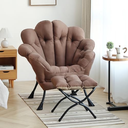 Sillón plegable cómodo floral Marrón oscuro