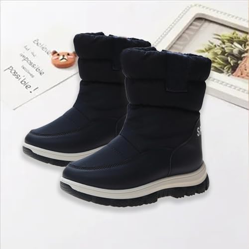 Kids 𝐖aterproof Snow Boots Girls Boys Insulated Warm Fleece Lined Winter Mid Calf Thickened Shoes Size 6 for Girls3