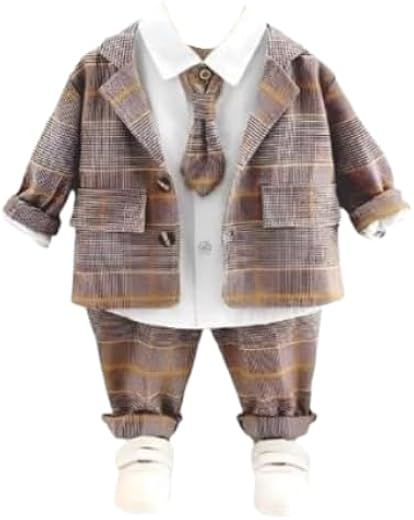 MIVAAX Baby Boys Formal Suit Set with Blazer Shirt Tie and Pants | Toddler Outfit for Wedding Birthday and Special Occasions