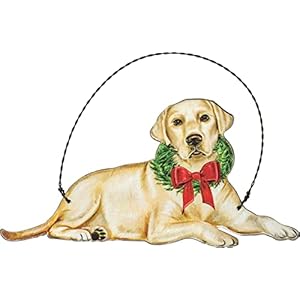 Primitives by Kathy Christmas Yellow Lab Wooden Decorative Hanging Ornament 5 x 250