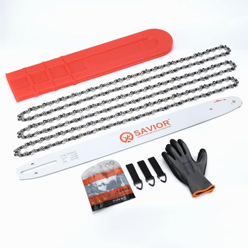 Savior 18 Inch Chainsaw Guide Bar and Chain Combo, 3/8