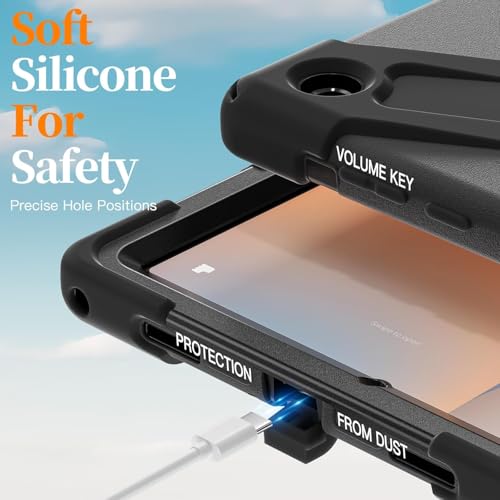 Image of ProElite Cover for Galaxy Tab A11 Plus 11 inch 2025 Cover, Rugged 3 Layer Armor case Cover for Galaxy Tab A11+ 11 inch with Hand Grip & Rotating Kickstand with Shoulder Strap, Black
