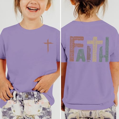 Image of Jesus Shirt for Girls Christian Faith Tshirts Kids Cute Bible Verse Graphic Tees Inspirational God Religious Clothes