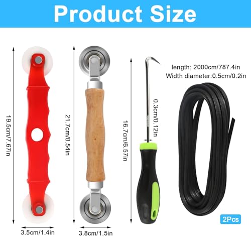 Werkzeug Einzieher Einroller für Fliegengitter, 4 Stück Installieren Fliegengitter Ersatzteil, Fliegengitter Zubehör mit 20M x 5mm Fliegengitter Insektenschutz Ersatzteil