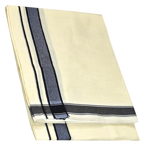 Image of TUNI MANI Men's Cotton Dhoti /Kerala Style Dhoti, 2.0meter (Pack of 2)
