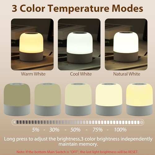 FNMYCO Portable Baby Night Light,3 Colours Egg Light for Nursery,Rechargeable Night Light for Kids,Small Cordless Table&Bedside Lamp,Eye Caring Dimmable LED Touch Lamp for Toddler,Girl,Boy,Nursing