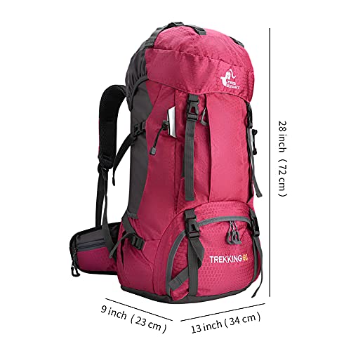 Kerxinma 60L Hiking Backpack Waterproof Travel Hiking Camping With Daypack Cover (Pink) #TOP5