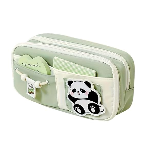Canvas School Bag Pencil Case, 3 Layer 6 Compartment Large Capacity, Aesthetic Pencil Pouch for Stationary, Cute Stationery for Kids, Pencil Case for Girls & Boys-picture-24