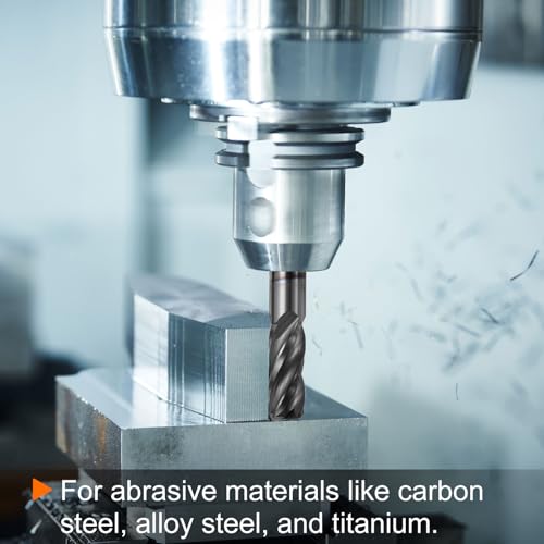 Image of HARFINGTON Carbide Square Nose End Mill Bit 3 /8 inch Cut Dia 4 Flutes TiAlN Coated Milling Cutter for Hardened Steel Metal (3 /8 inch Shank 5 /8 inch Cut Length 2 inch Long 30 Degree Helix)