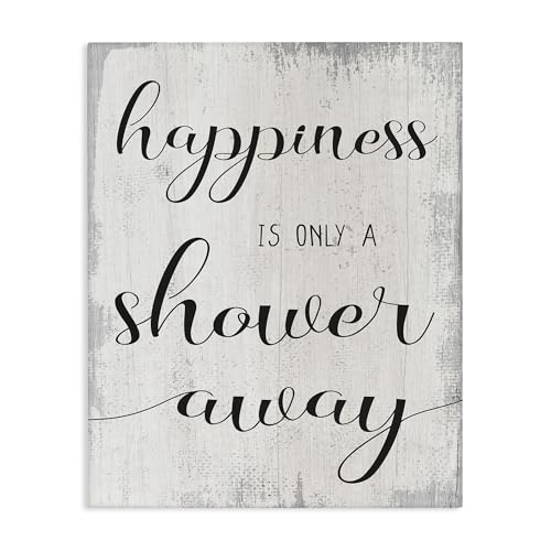 Stupell Industries 'Happiness is a Shower Away', Canvas Art, 24 x 30 Inches, Easy to Hang and Sturdy, Made in USA, by Lil' Rue by Stupell Industries - Used condition - US$11.84