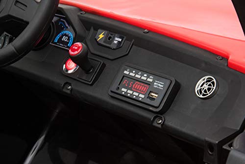 ES-TOYS Kinderfahrzeug - Elektro Auto Riesen Buggy - 2X 12V7A Akku,4x75W Motoren- 2,4Ghz, Allrad+2 Sitzer+Ledersitz+Eva (Rot) – Bild 6