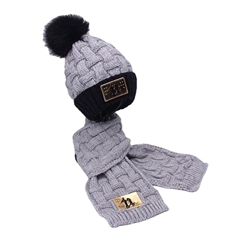 Gorro de punto para niños que protege las orejas del frío con bufanda a juego 3