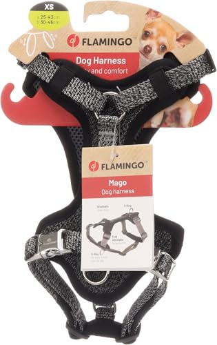 Flamingo Dog Harness Mago Dark grey XS 25-43cm 30-45cm 15mm, XS (25-43 cm, 30-45 cm) - Image 2