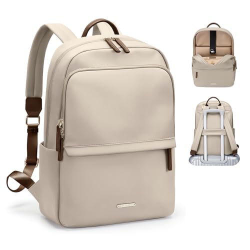 GOLF SUPAGS Laptop Backpack for Women Slim Computer Bag Work Travel College Backpack Purse Fits 14 Inch Notebook (Apricot)