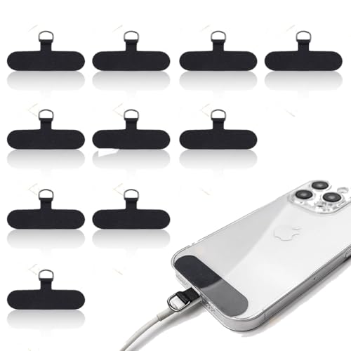 JEYORZY 1x Patches de Cadena para TeléFono MóVil, Parche Universal para Teléfono Celular, Teléfono Parche de Cordón para Teléfono, Adapta a Todas las Colgante para Movil, Accesorio Antipérdida, Negro