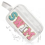 COSHAYSOO Clear SWIM Bag Waterproof Valentines Grab Bag Gifts for Women Teen Girls Swimmer Team Coach, Swimming Pool Accessories Organizer Transparent Makeup Toiletry Bag Beach Travel Cosmetic Pouch