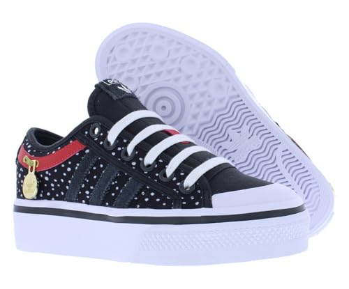 adidas Nizza Platform GS Girls Shoes Size 5.5, Color: Black/White/Red2