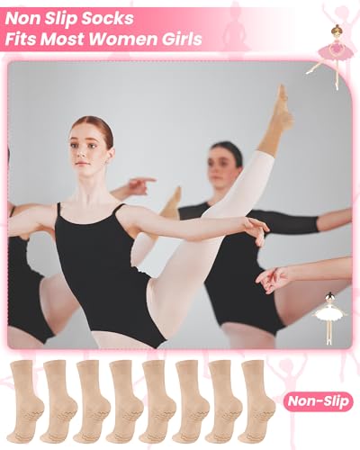 Image of Twistover 4 Pairs Dance Non Slip Socks for Dancer Women Girls Ballet Dancing Socks with Spin Spot Compression Ankle Stockings