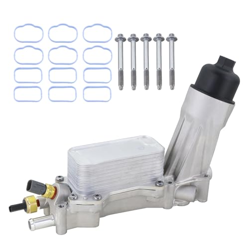 68310865AB Aluminum Engine Oil Cooler & Oil Filter Housing Adapter Assembly Compatible with 2017-2018 Jeep Wrangler Cherokee Dodge Challenger Charger Journey Caravan Chrysler 200 300 Ram 1500