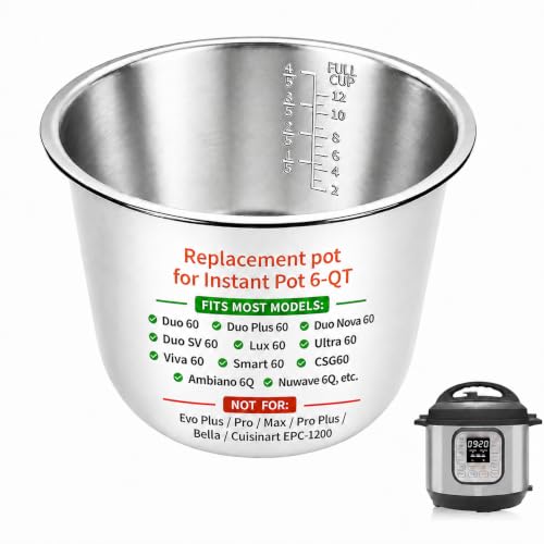 Stainless Steel Pot for Instant Pot 6 Quart with 1 Cleaning Sponge