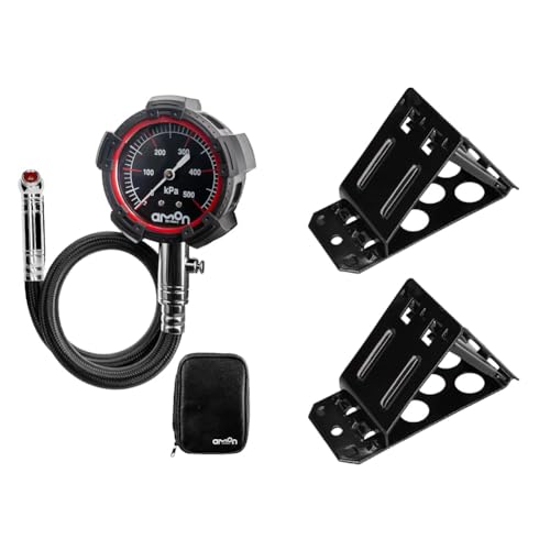 【セット買い】エーモン(amon) エアゲージ スタンダードグレード タイヤゲージ 空気圧 測定 ゲージ径φ51mm ソフトケース付 8821 + Amazon.co.jp限定 エーモン(amon) タイヤストッパー 折りたたみ式 タイヤ止め 輪止め 車止