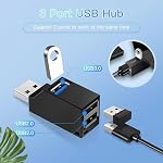 USB Hub,3 Port High Speed Splitter Plug and Play Bus Powered for MacBook, Mac Pro/Mini, iMac, Surface Pro, XPS, Notebook PC, USB Flash Drives, Mobile HDD, USB Radiator, Scanner, Mobile Phone (Black)