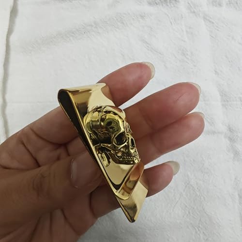 Brass Skull Hannya Pendant Slim Cash Money Clip Pocket Wallet Credit Card Holder Accessory Handwork Mens Gift (skull brass)4