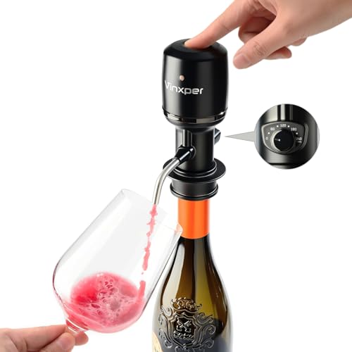 Vinxper Expert - Aireador de vino eléctrico ajustable – Decantación instantánea de precisión de 240 minutos, diseño recargable y sin goteo, funcionamiento con un solo toque para el 99% de vinos y