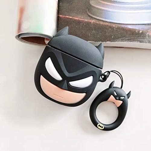 Image of Silicone Case Compatible for Apple Airpods 4 (2024) Cute Design for AirPods 4 with Active Noise Cancellation (ANC) with Keychain Hook Shockproof Protective Case (Bat-Man)