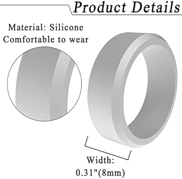 ROQ Silicone Wedding Ring For Men - 4 Packs/Single Mens Silicone Rubber