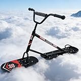 Allwetter-Schneetrottinette und Schneemobil 2026-360°-Drehgriff, 150 kg Maximalbelastung, Dreifach-Aluminiumbau, perfekt für Snowboarden und Rodeln(Black)