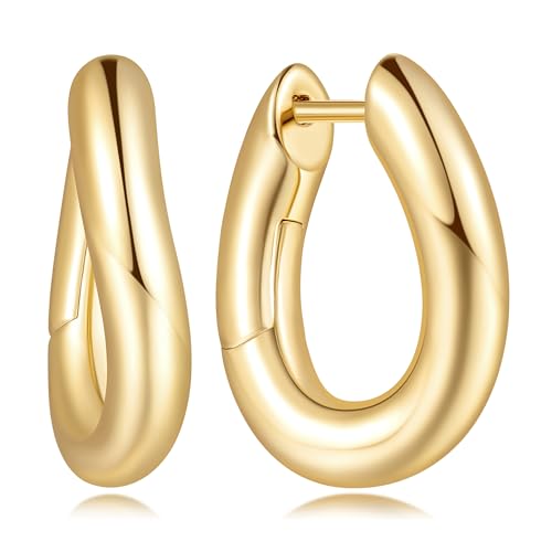USESMTLE Gold Earrings for Women 14K Gold Hoop Earrings for