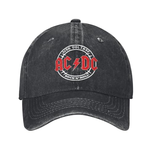 Bedruckte Baseballkappe AC Rock Band DC High Voltage Unisex Distressed Denim Washed Caps Hut Outdoor-Aktivitäten Verstellbare Sonnenkappe Sportaccessoires Geschenke