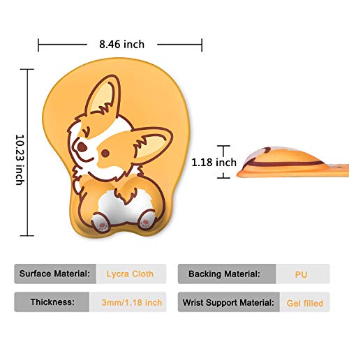 Haocoo Ergonomic Mouse Pad With Wrist Support,Non-Slip Backing Corgi Anime Cute Gel Mouse Pad Wrist Rest, Easy-Typing And Pain Relief For Gaming Office Computer Laptop(Yellow Cute Corgi) #TOP6