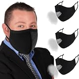comfso Extra Large Face Masks, 3Ply Black Masks for Adults Men Travel