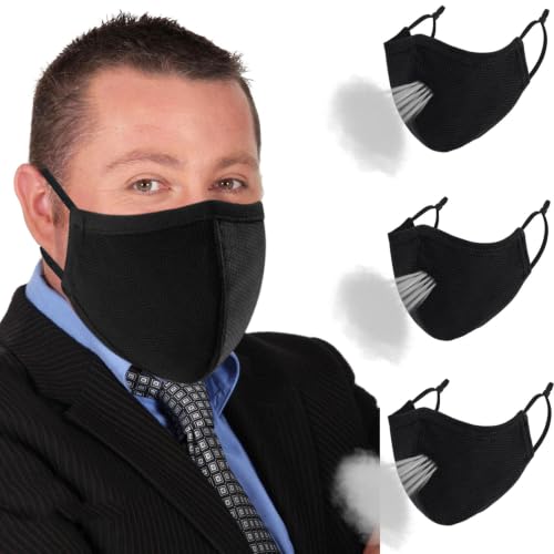 comfso Extra Large Face Masks, 3Ply Black Masks for Adults Men Travel