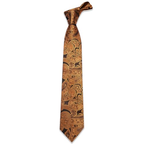 Image of YourTies Silk Paisley Floral Tie and Pocket Square Cufflinks with Lapel Pin Sets for Men 5PC Wedding Party