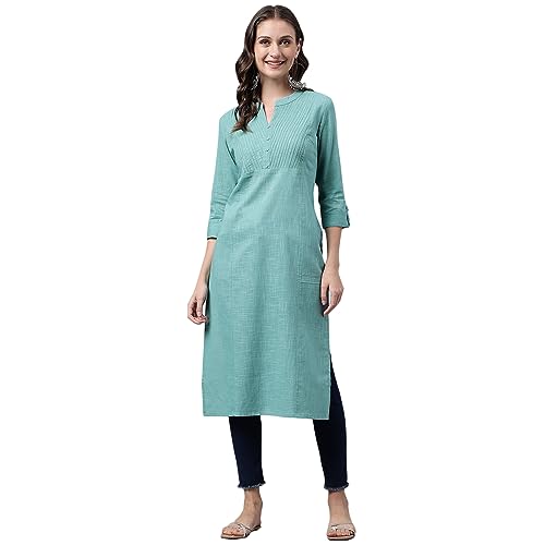 Image of NEEMIYA Striped Solid Kurta Round Nack