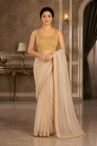 Image of Abhi Readymade Saree Blouse for Women- Sleeveless, Round Neck, Regular-fit, Stretchable, Pull-on Style Blouse
