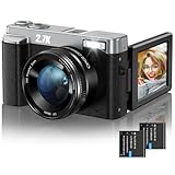 SIXTARY デジカメ 2.7K 4800万画素 デジタルカメラ ビデオカメラ YouTube 用 Vlog カメラ 3インチ大画面 32G カード バッテリー 2個付き 銀