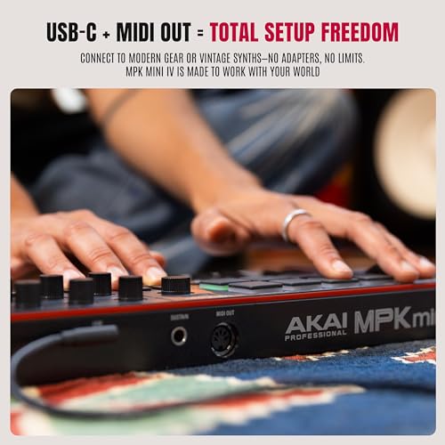 Akai Professional MPK Mini IV USB-C MIDI Keyboard Controller for Beginners and Producers - MPC Drum Pads, 360° Knobs, Pitch and Mod Wheels, Production Software, Native Instruments Sound Package, Black by Akai Professional - Image 9