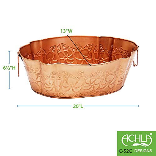 Achla Designs C-52C Embossed Copper Galvanized Oval Tub #TOP3