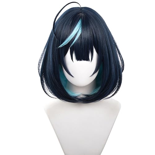 maysuwell Cosplay Wig Blue Short Straight Hair Anime Cos Perfect Hair Halloween,Christmas,Daily Fashion, Anime and Gaming Expo,Fancy ball